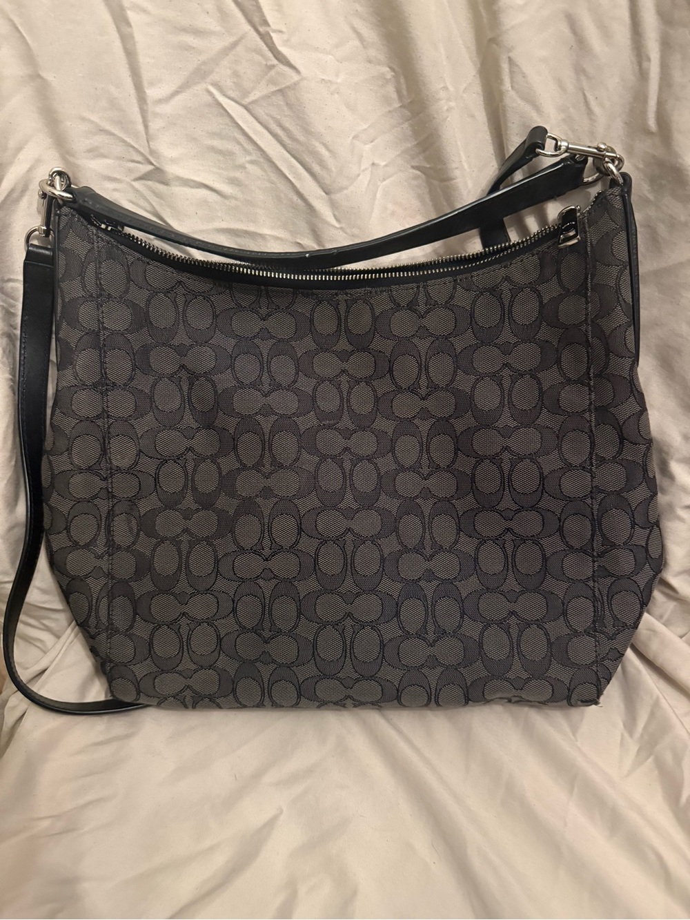 Coach Signature Shoulder Bag in Charcoal and Black - Picture 2 of 2